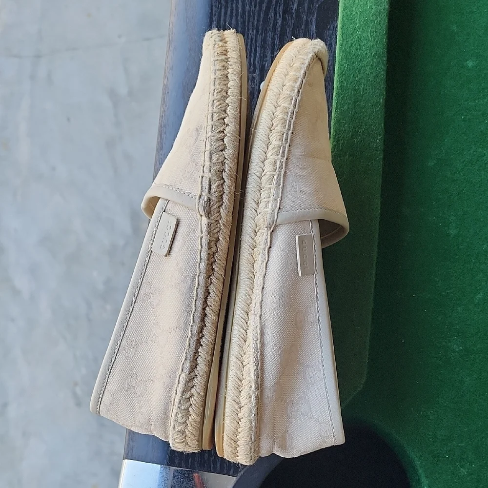 GUCCI GG Canvas And Leather Espadrilles